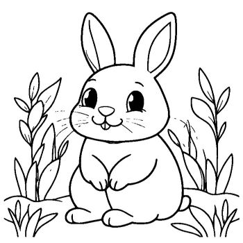 子供向け「ウサギ」のぬりえ1