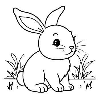 子供向け「ウサギ」のぬりえ2