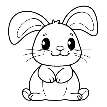 子供向け「ウサギ」のぬりえ3