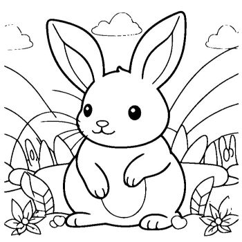 子供向け「ウサギ」のぬりえ4