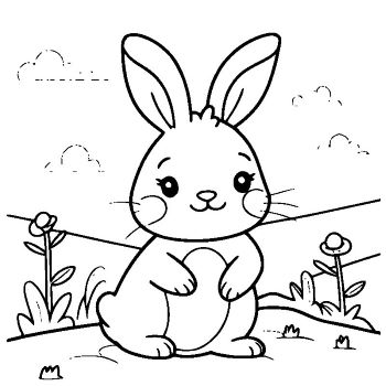 子供向け「ウサギ」のぬりえ5