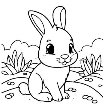 子供向け「ウサギ」のぬりえ6