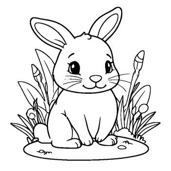 子供向け「ウサギ」のぬりえ8